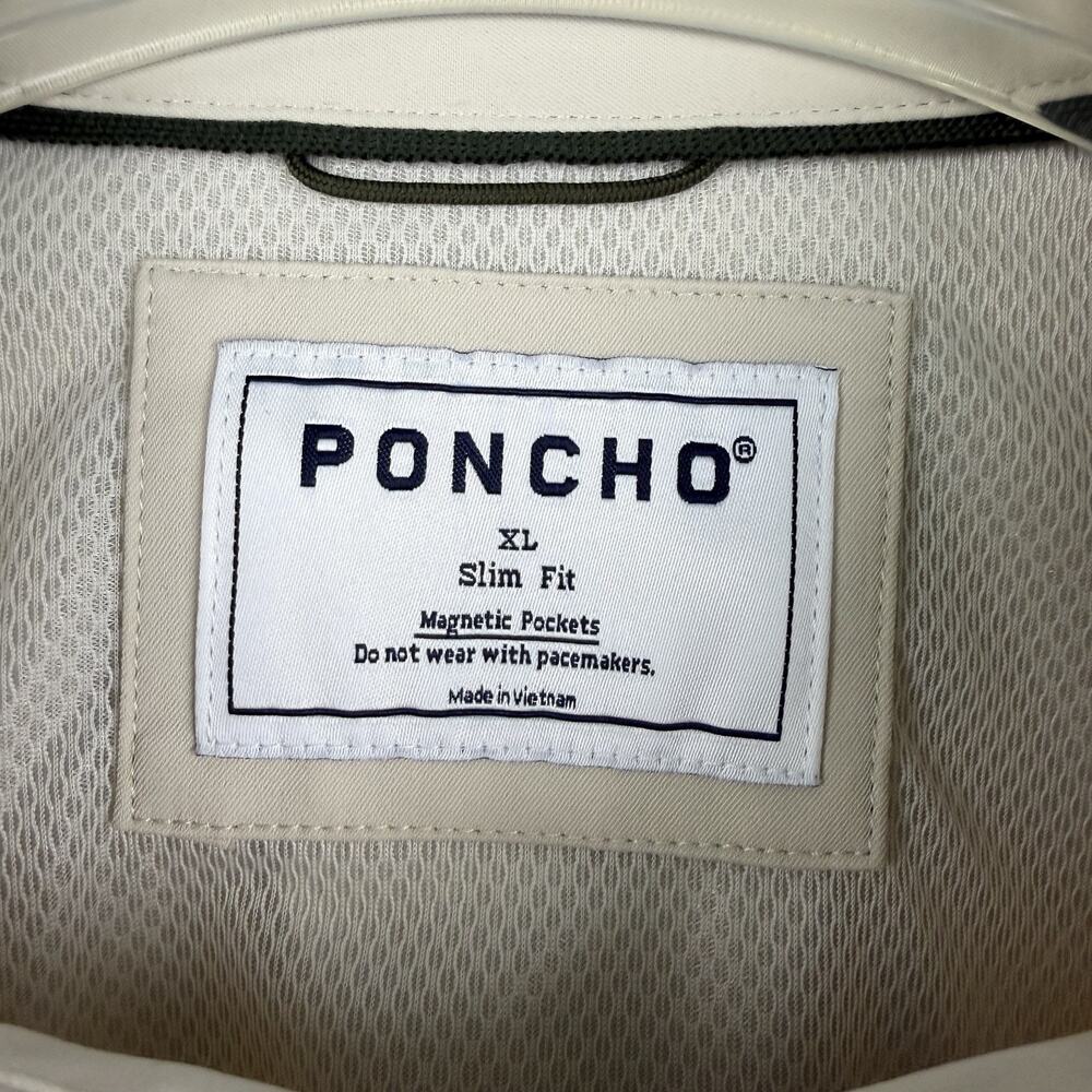 Poncho Slim Fit Shirt Men XL Hey Buddy Tan Magnetic Pocket UPF50+ Fishing Vented - Picture 3 of 13
